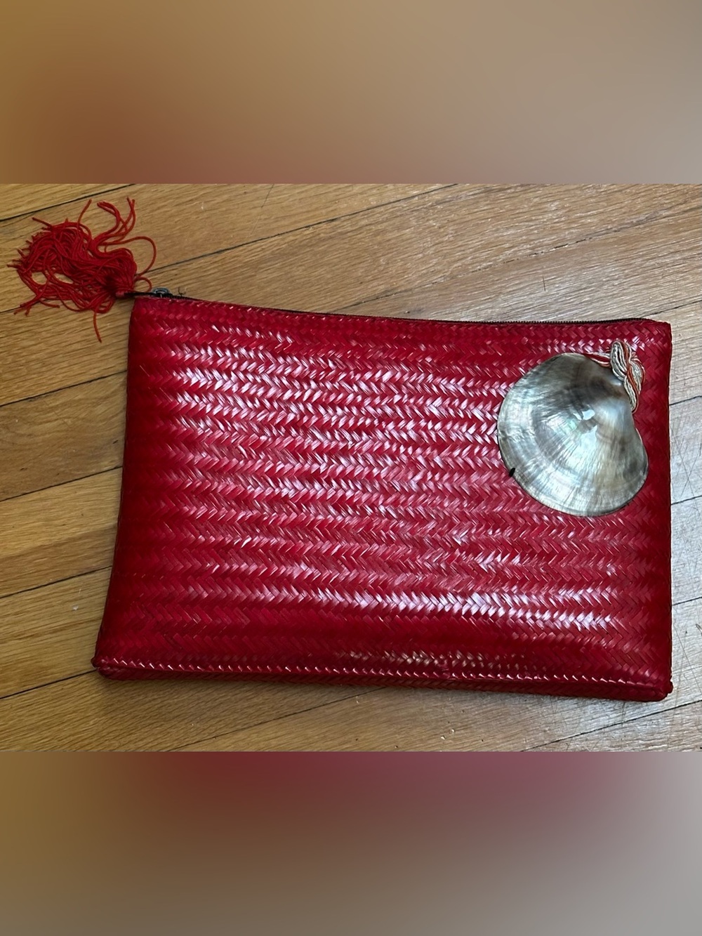 Red Woven Zip Pouch Clutch - Women Bags